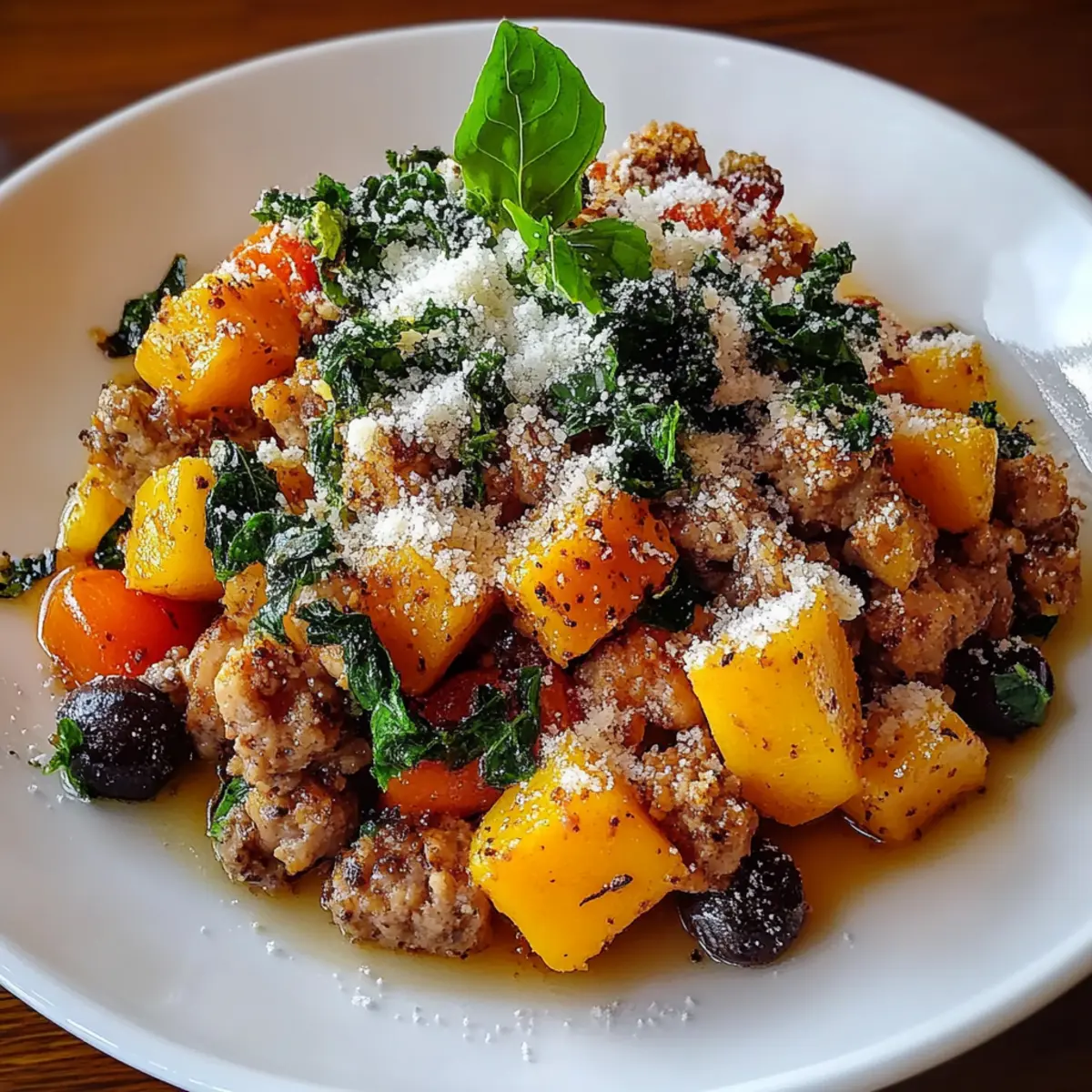 Roasted Butternut Squash With Ground Turkey