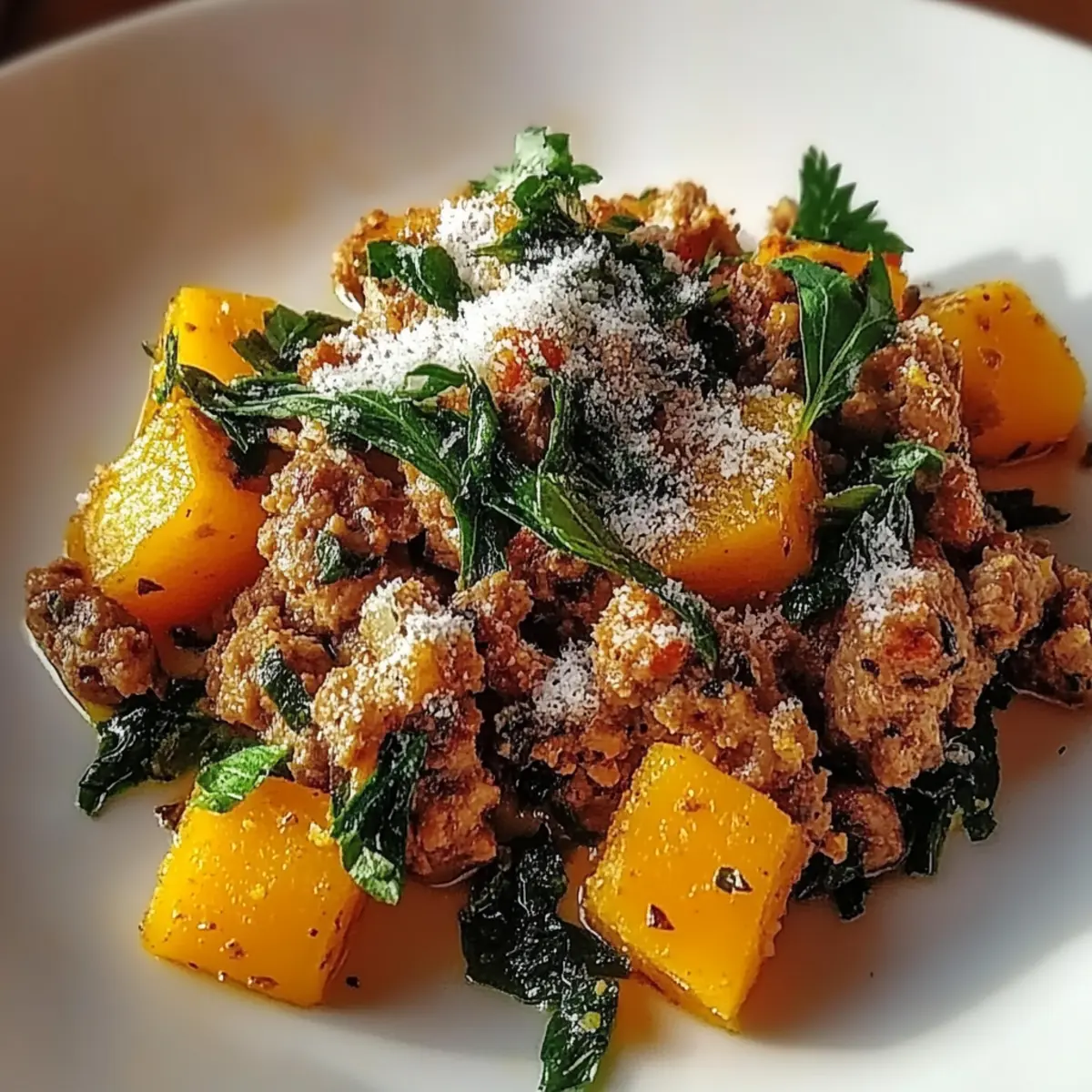 Roasted Butternut Squash With Ground Turkey