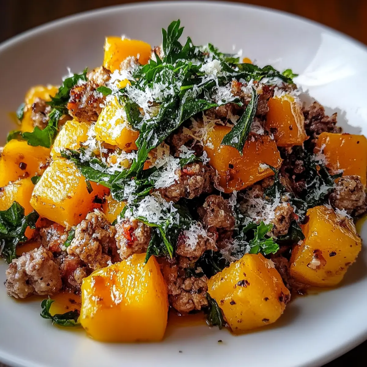 Roasted Butternut Squash With Ground Turkey