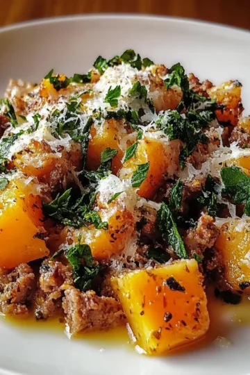 Roasted Butternut Squash With Ground Turkey