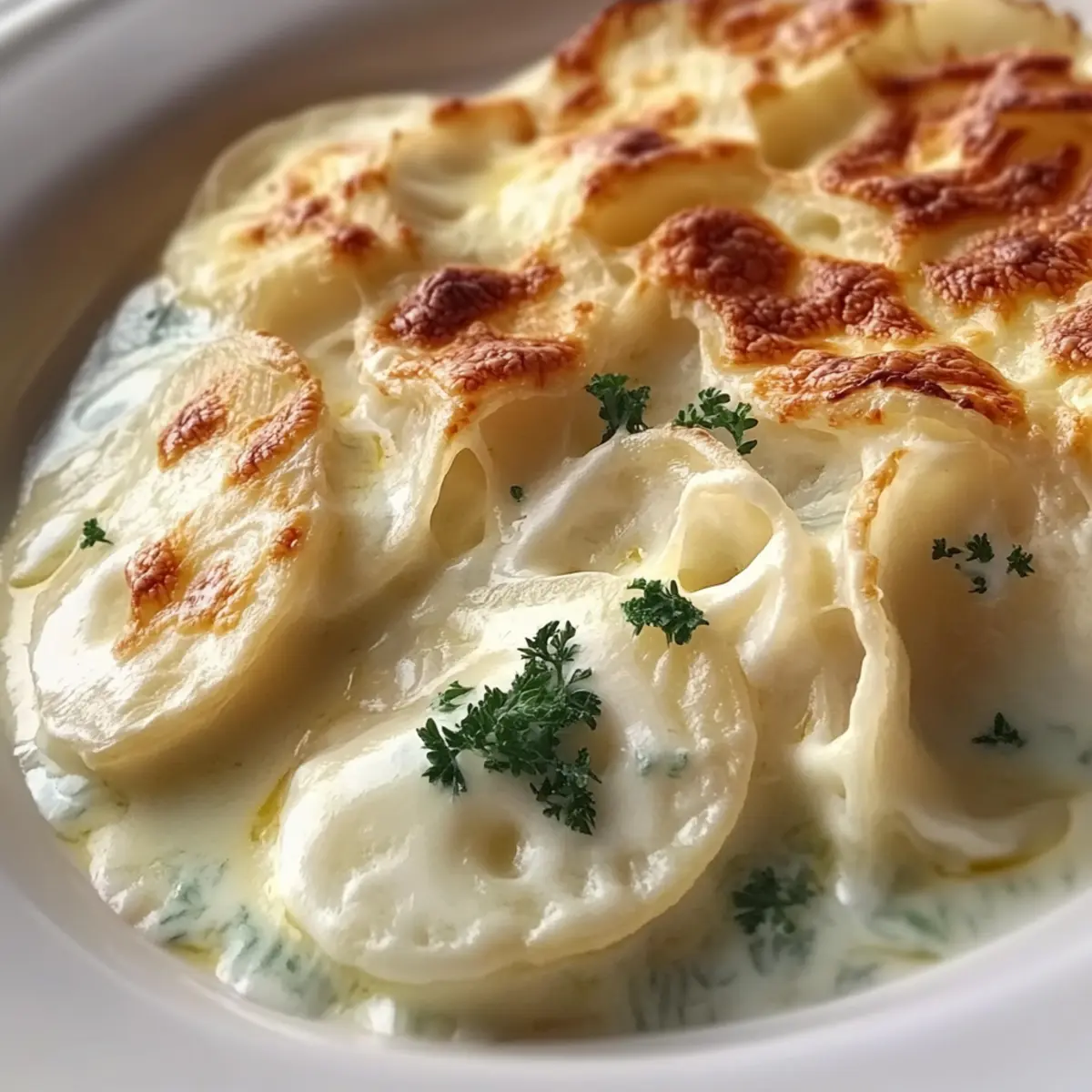 Roasted Garlic Potatoes au Gratin