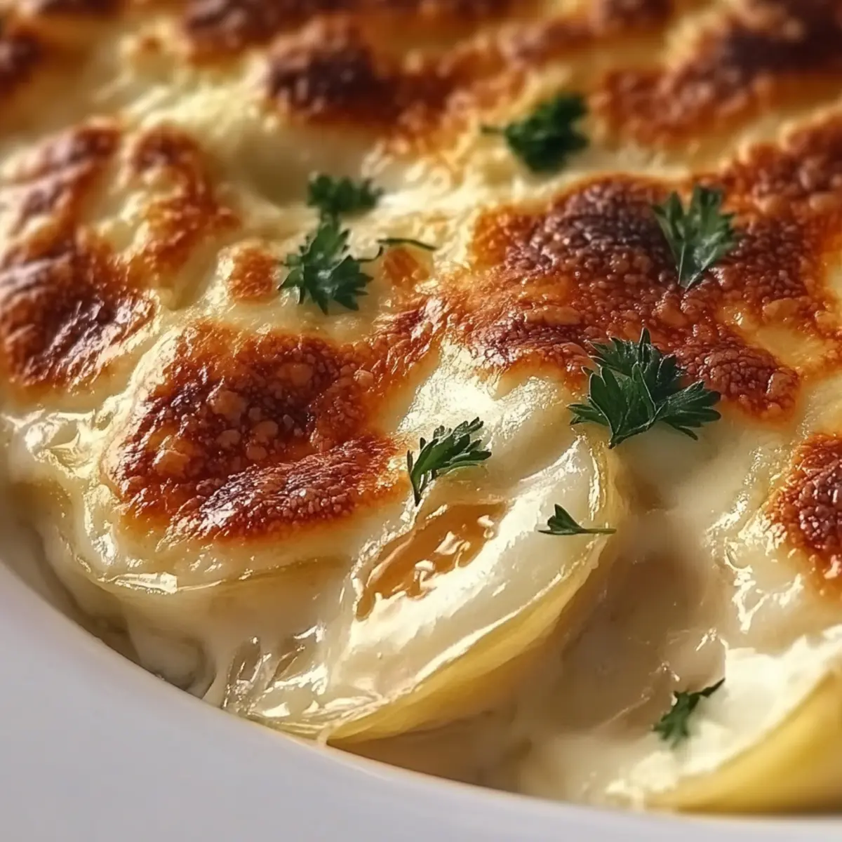 Roasted Garlic Potatoes au Gratin