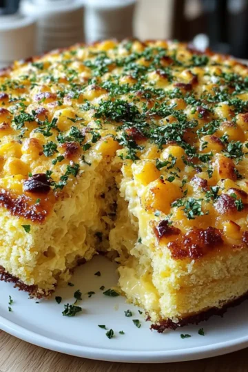 Savory Baked Corn Pudding with Cheddar and Herbs