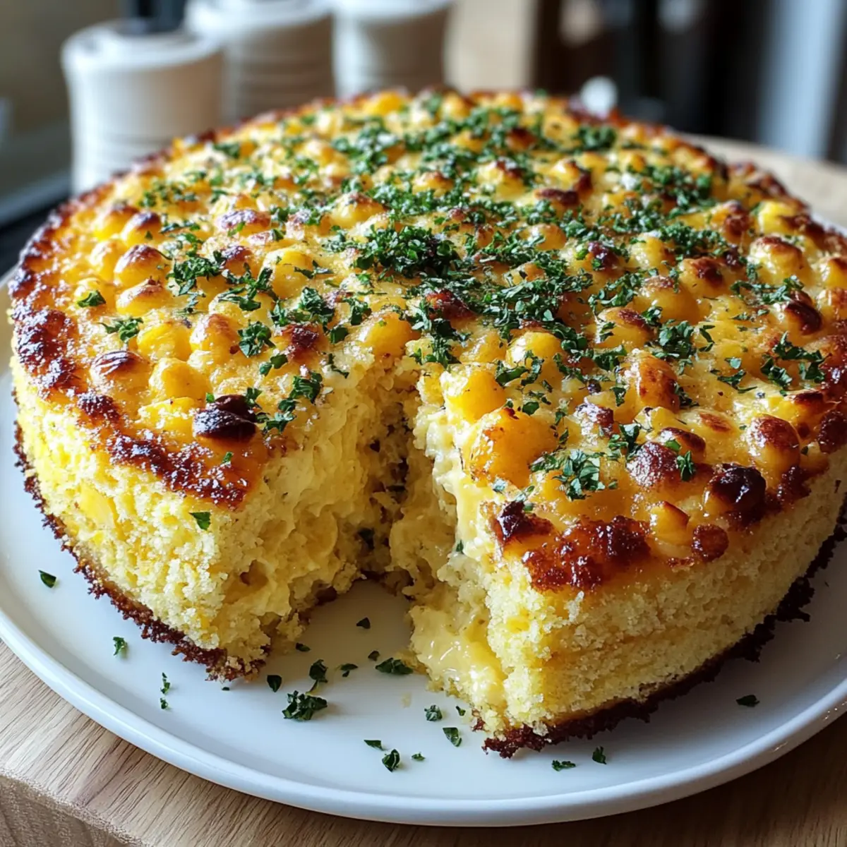 Savory Baked Corn Pudding with Cheddar and Herbs