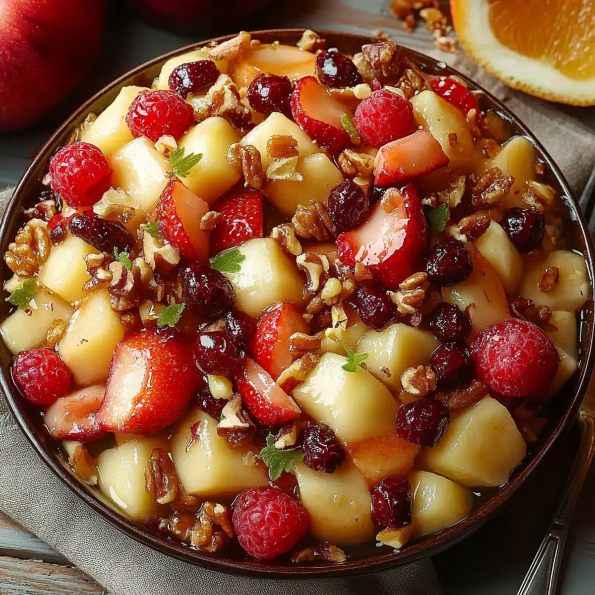Winter Fruit Salad with Cinnamon Vanilla Dressing