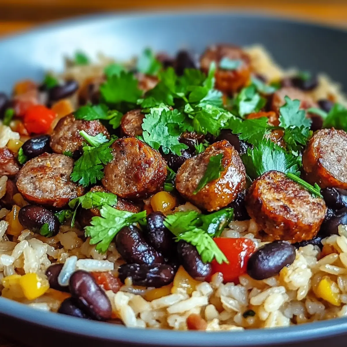 Black Beans, Sausage and Rice Skillet