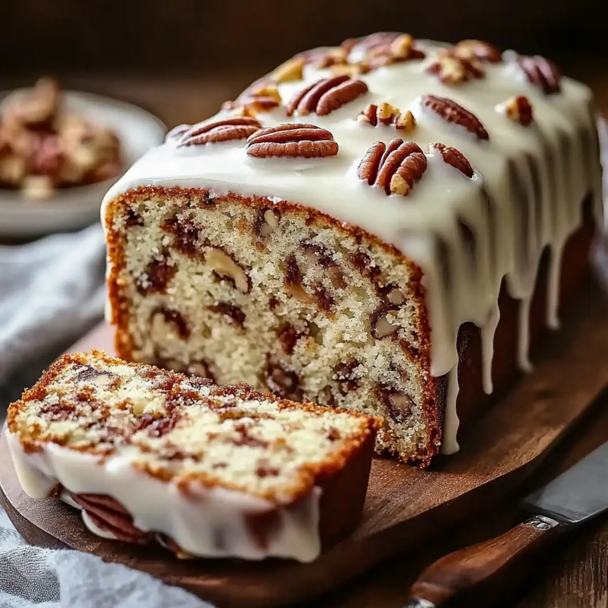 Butter Pecan Cake Loaf with Cream Cheese Icing