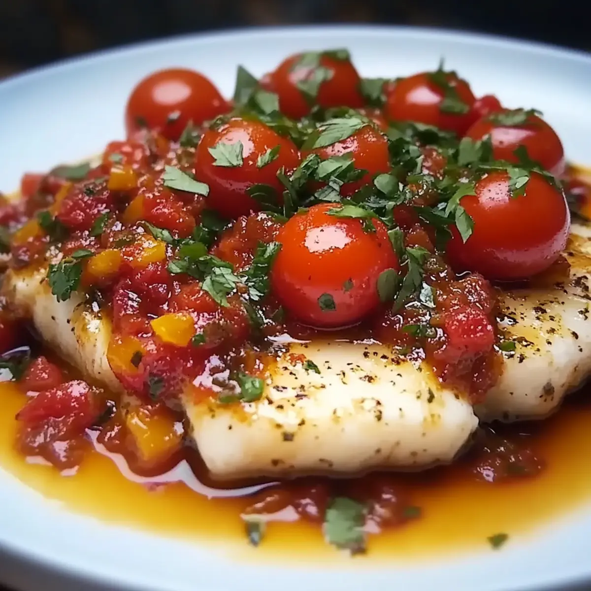 Cod Fillets with Cherry Tomato Sauce