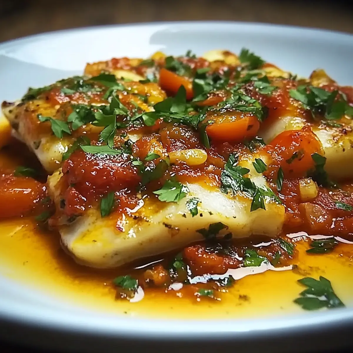 Cod Fillets with Cherry Tomato Sauce