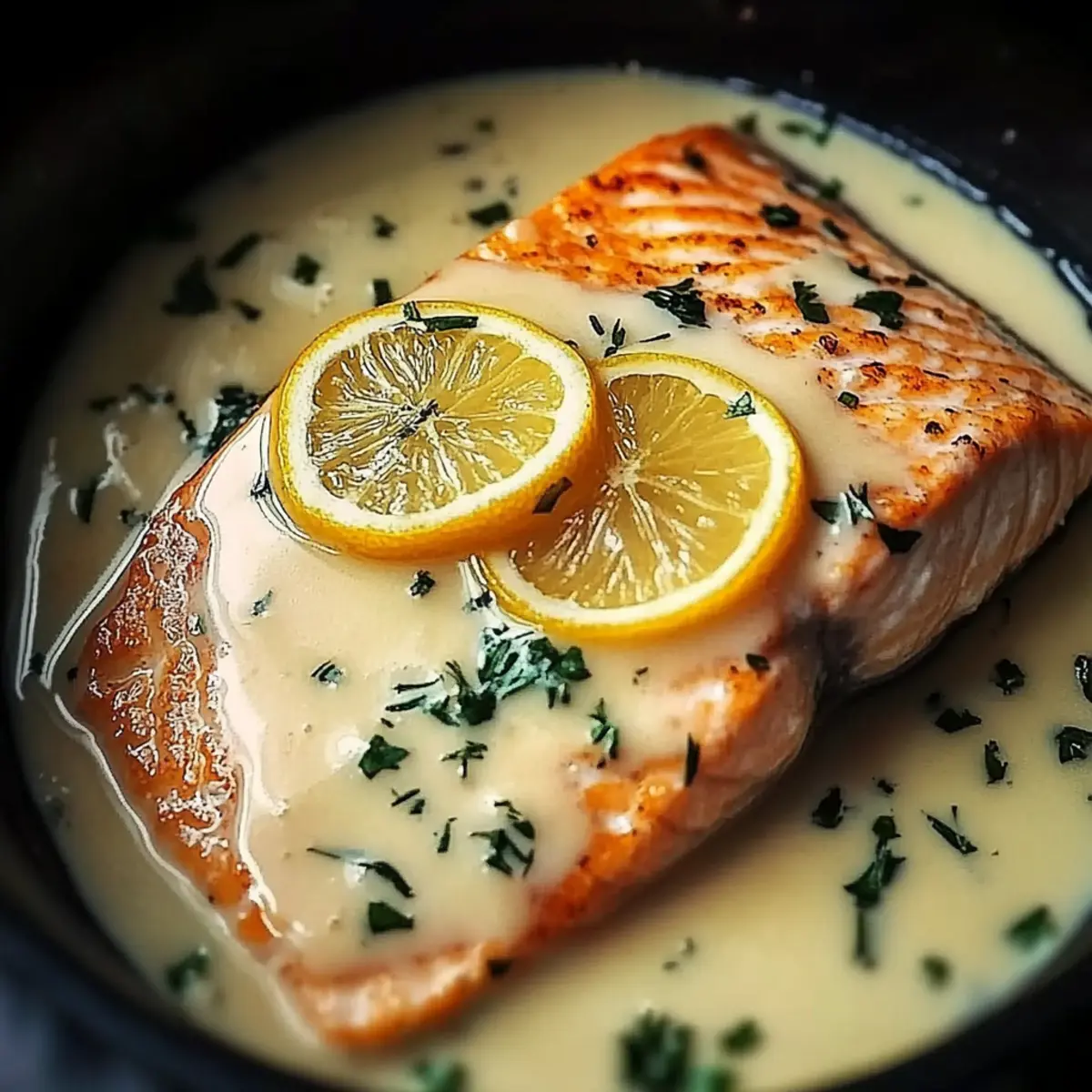 Creamy Lemon Garlic Salmon Piccata