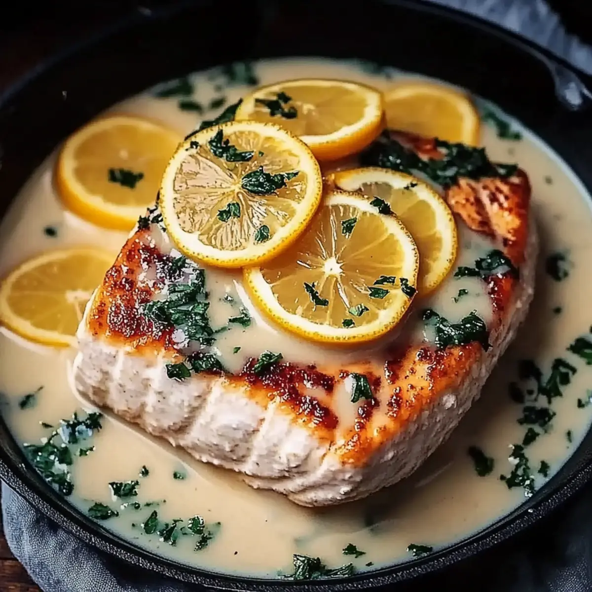 Creamy Lemon Garlic Salmon Piccata