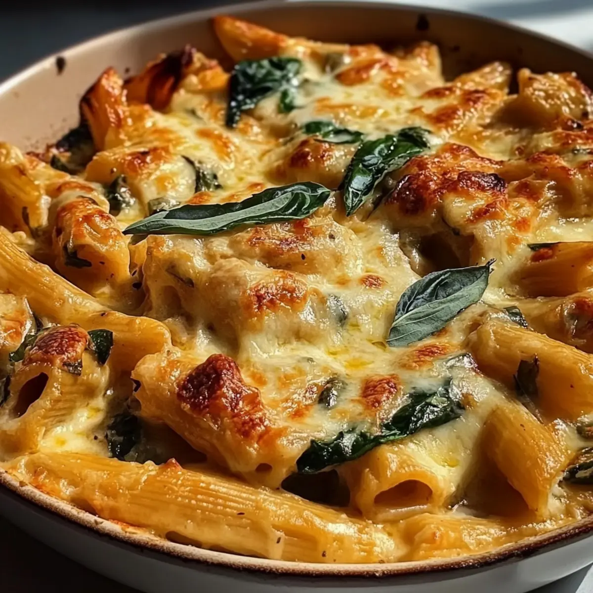 Creamy Pesto Chicken Pasta Bake