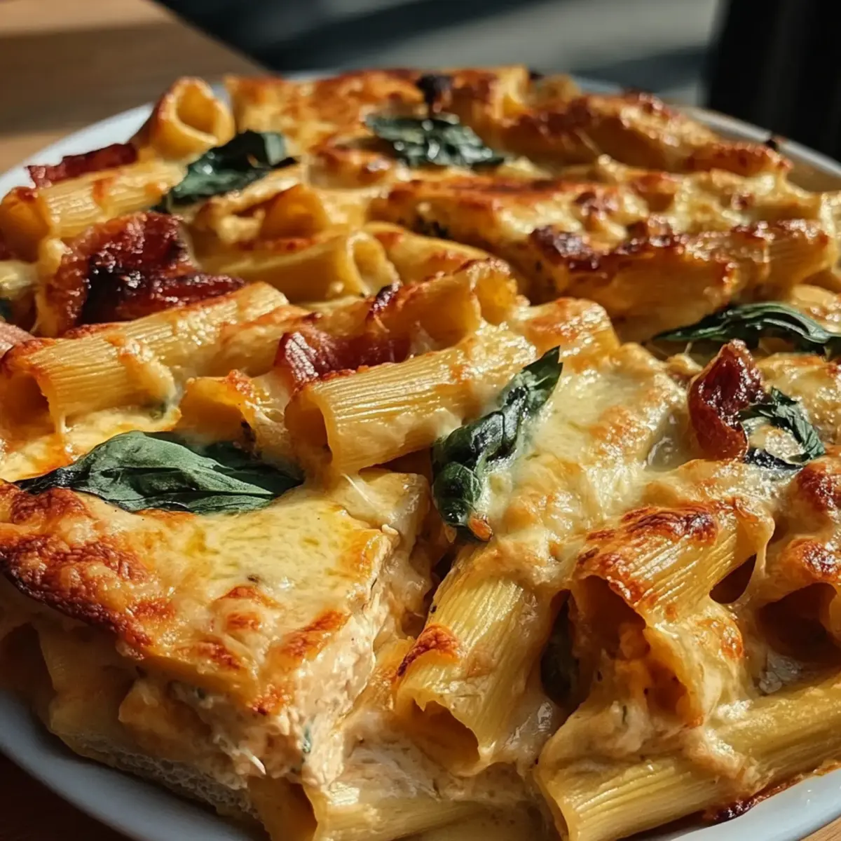 Creamy Pesto Chicken Pasta Bake