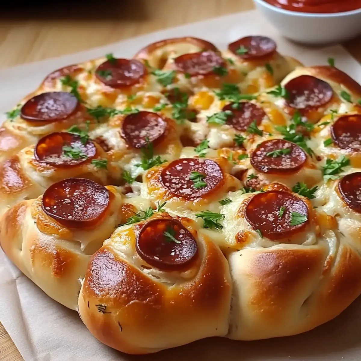 Flower Buns with Cheese and Sausage
