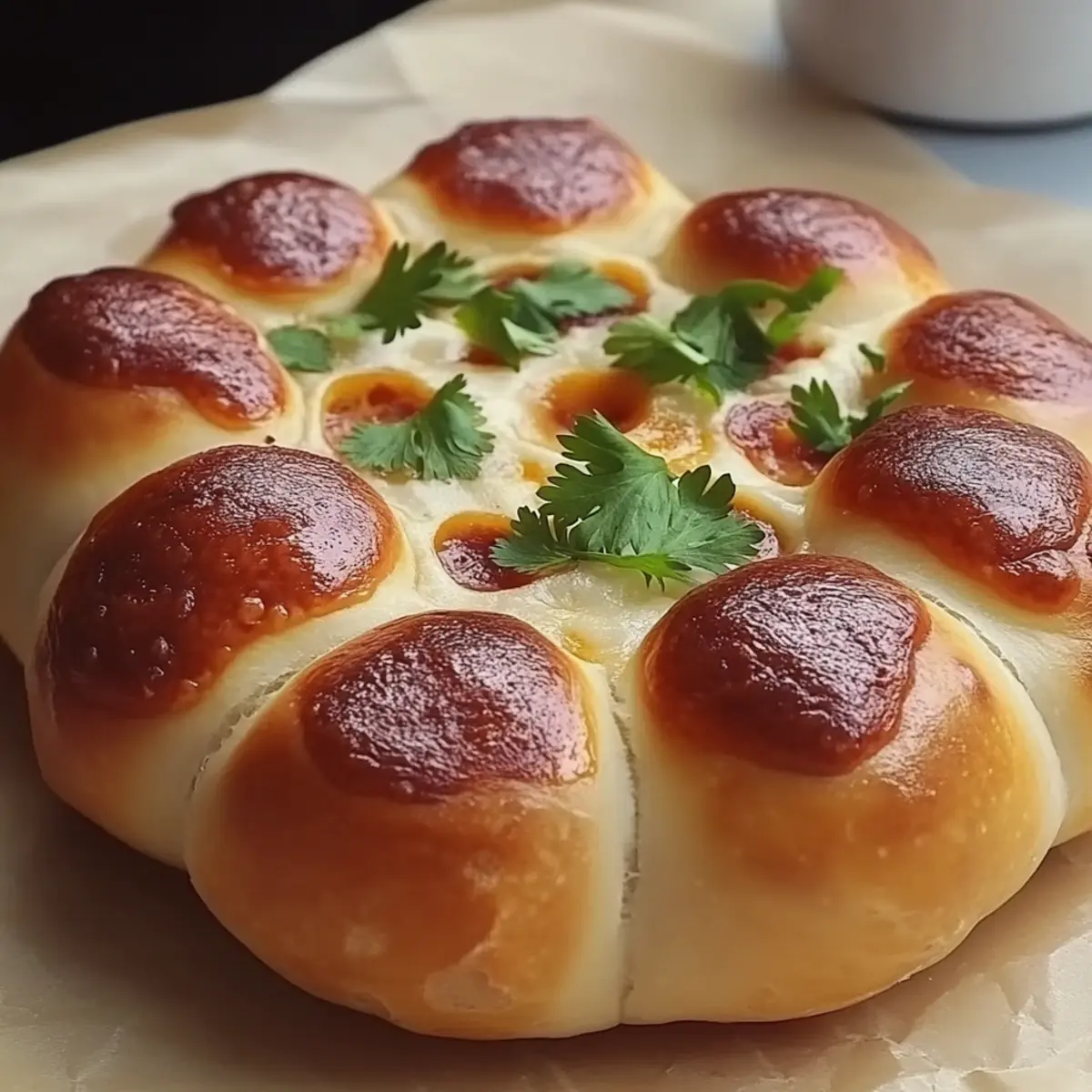 Flower Buns with Cheese and Sausage