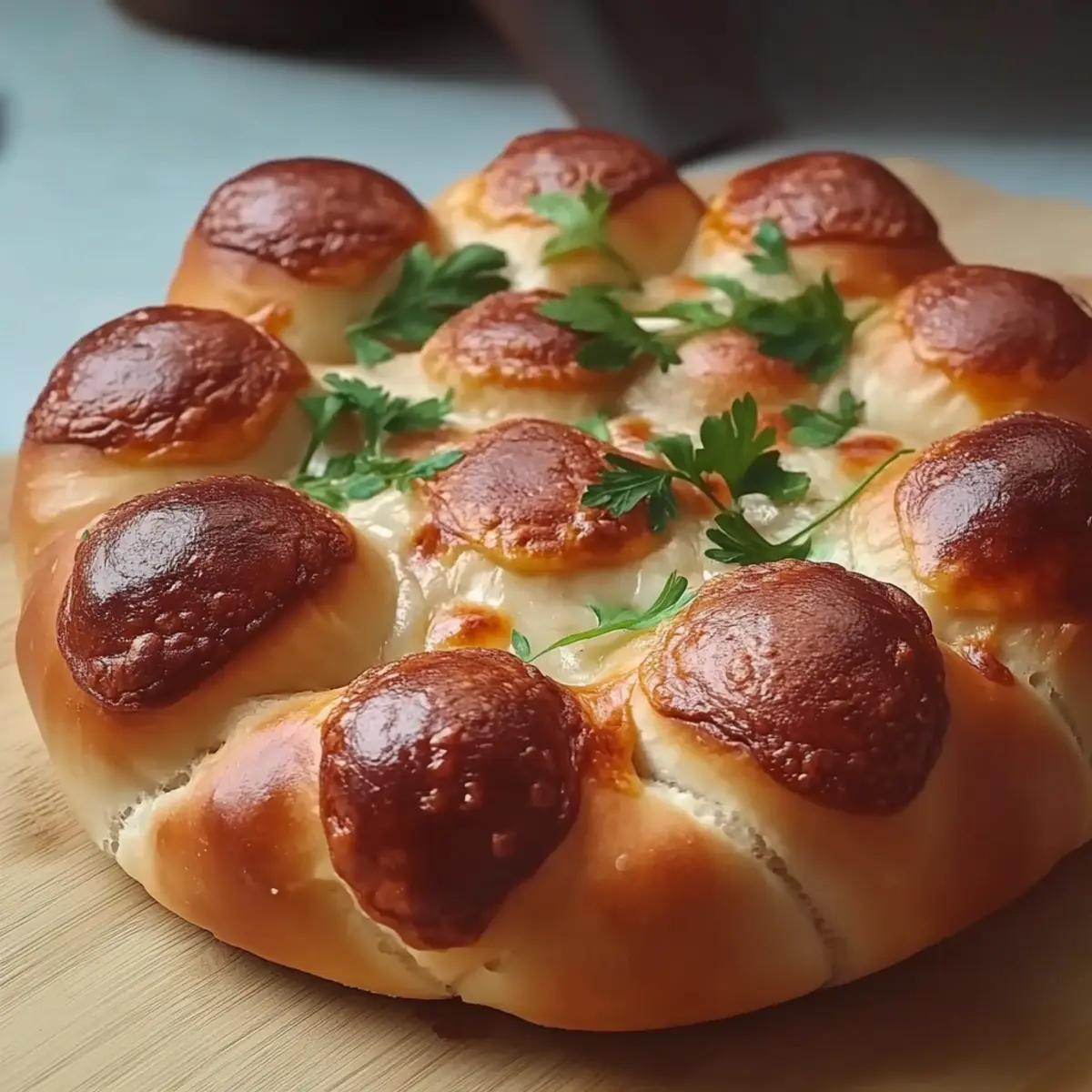 Flower Buns with Cheese and Sausage