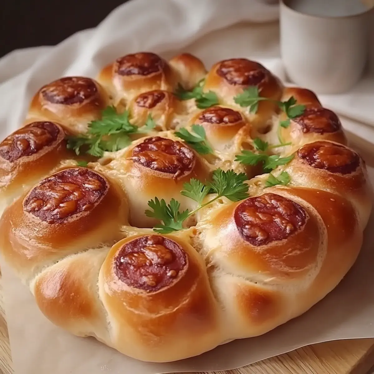 Flower Buns with Cheese and Sausage