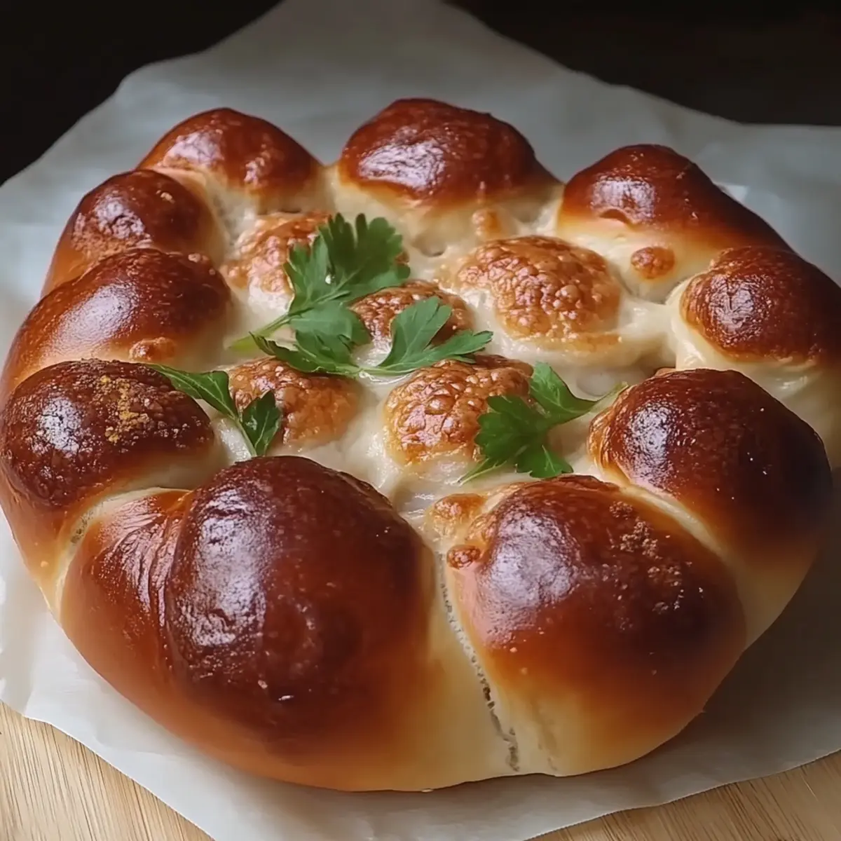 Flower Buns with Cheese and Sausage