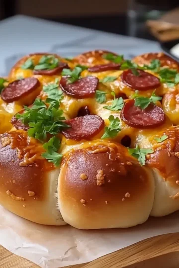 Flower Buns with Cheese and Sausage