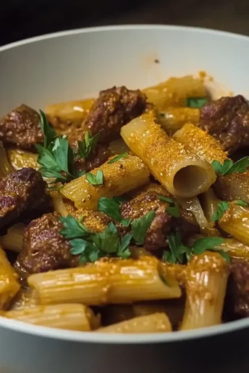 Garlic Butter Steak Rigatoni