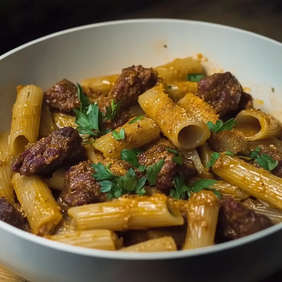 Garlic Butter Steak Rigatoni