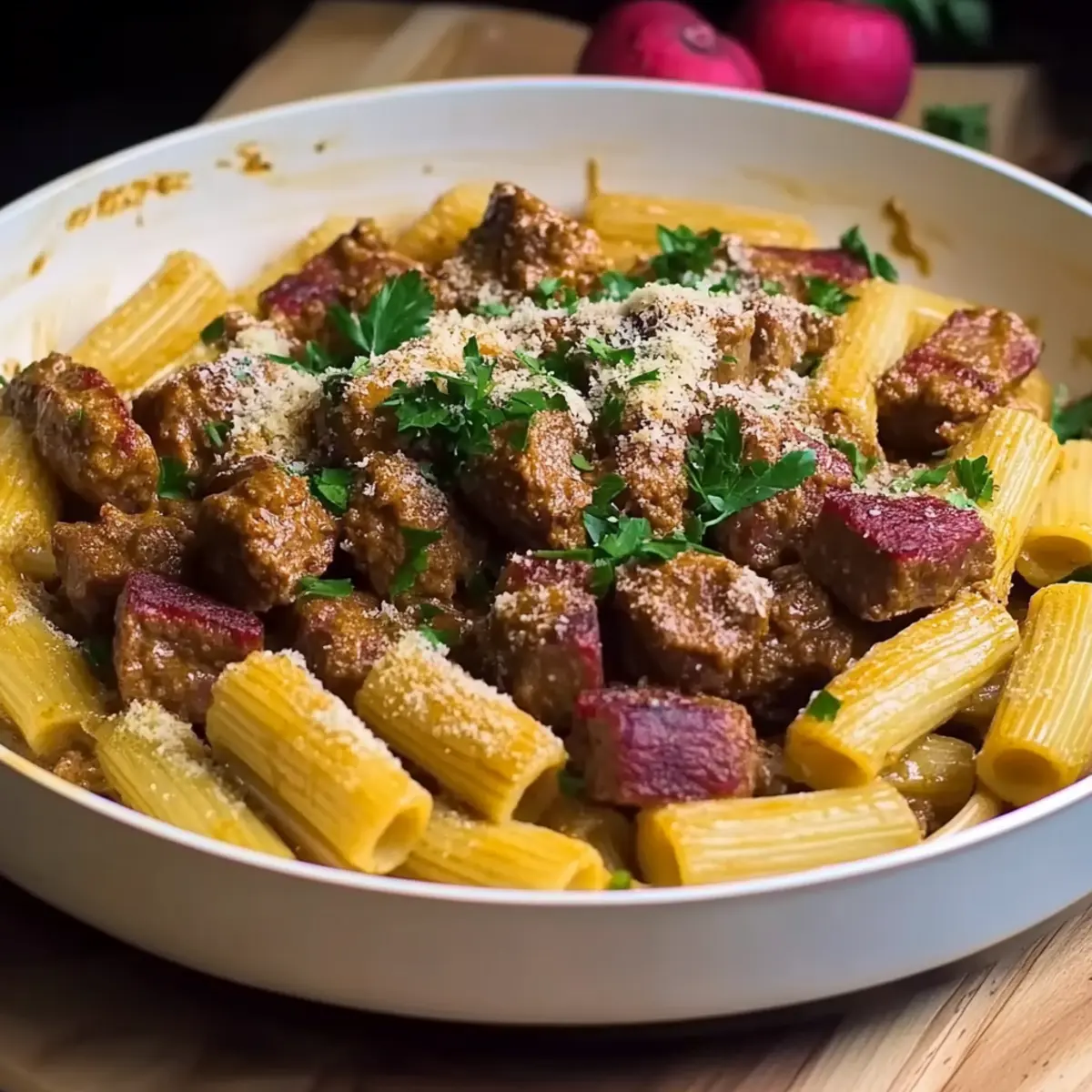 Garlic Butter Steak Rigatoni