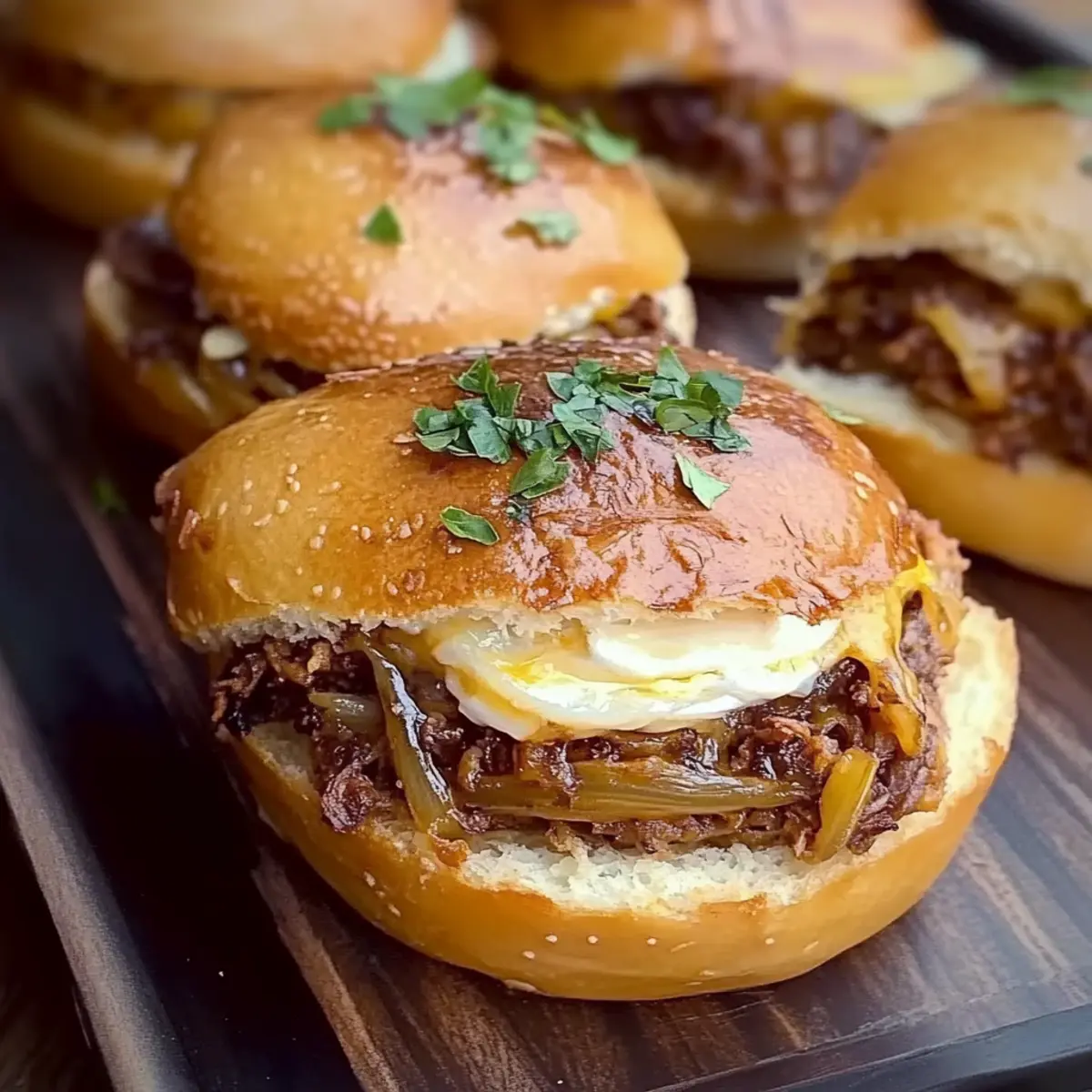 Garlic Pulled Beef Sliders