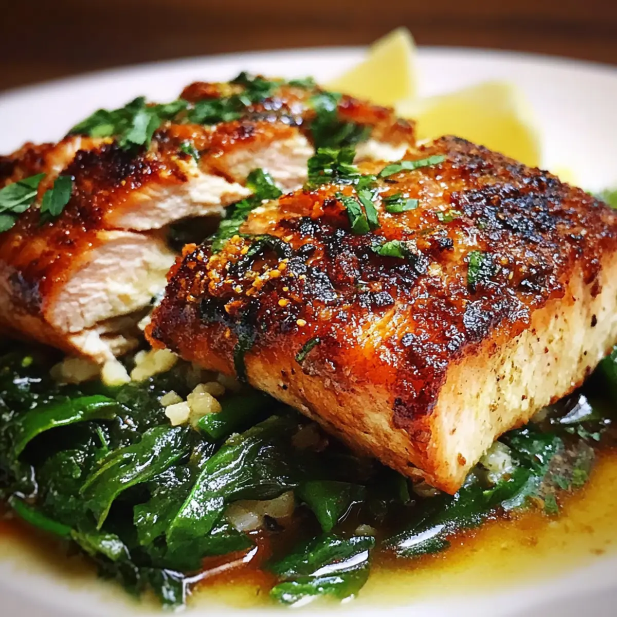 Healthy Blackened Salmon with Spinach & Parmesan Filling
