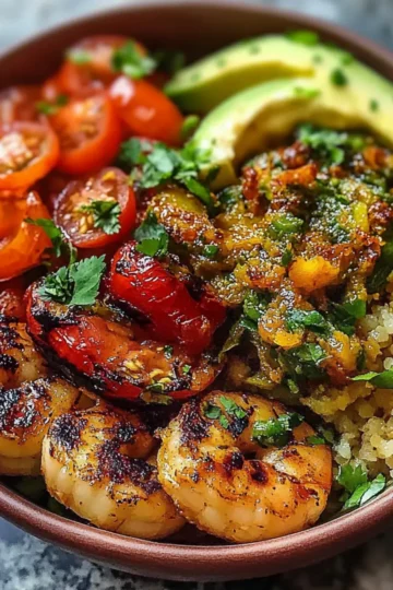 Healthy Grilled Shrimp Quinoa Bowl