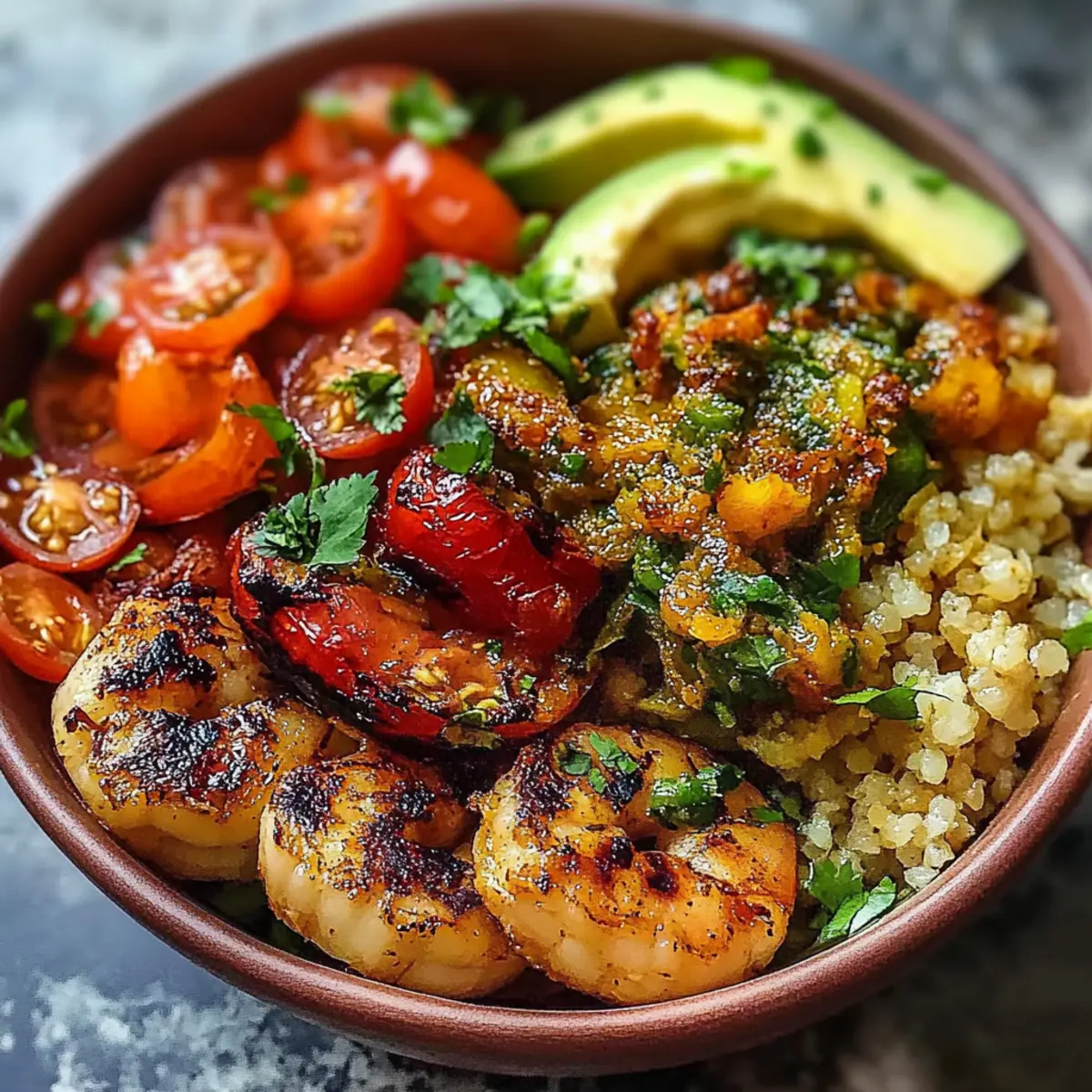Healthy Grilled Shrimp Quinoa Bowl