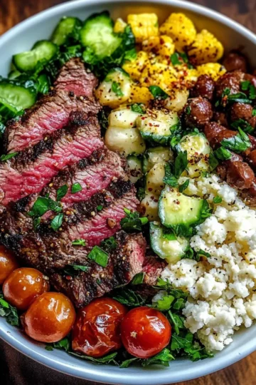 Healthy Mediterranean Steak Bowl