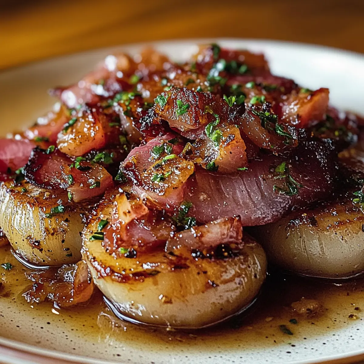 Honey-Glazed Shallots with Crispy Bacon