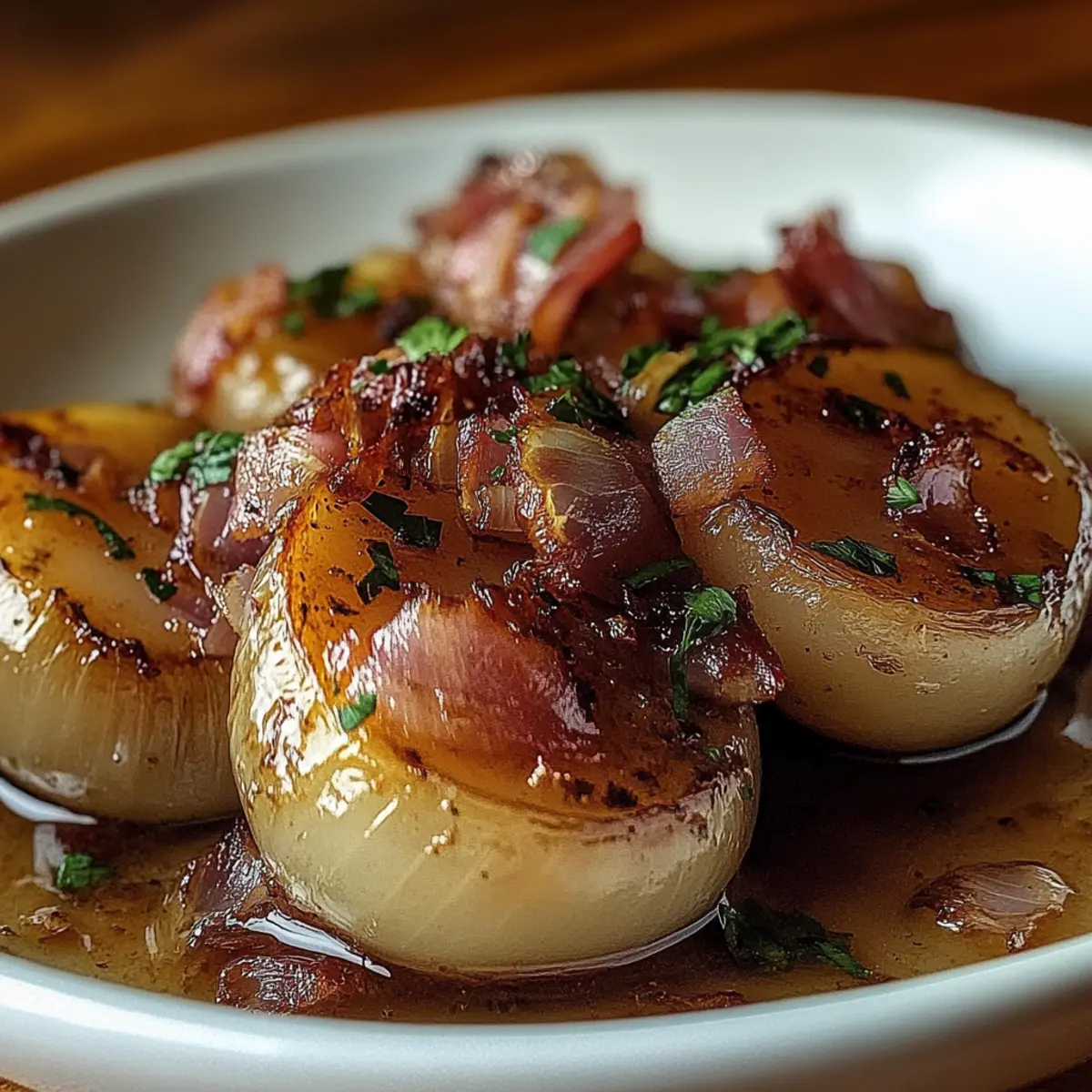 Honey-Glazed Shallots with Crispy Bacon