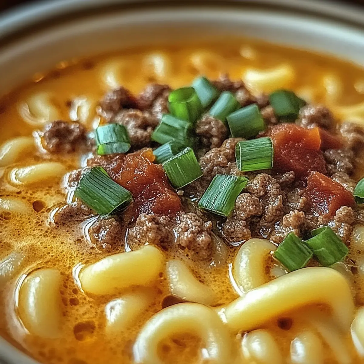 Mac & Cheese Burger Soup