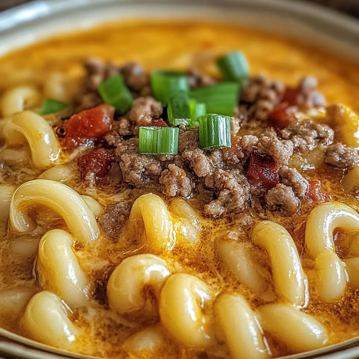 Mac & Cheese Burger Soup