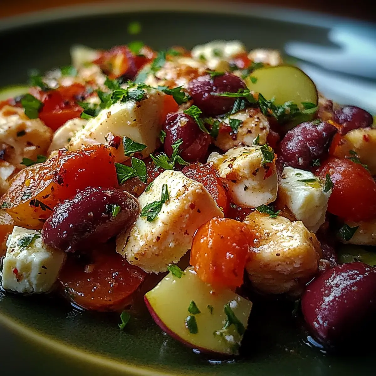 Mediterranean Bean Salad With Feta