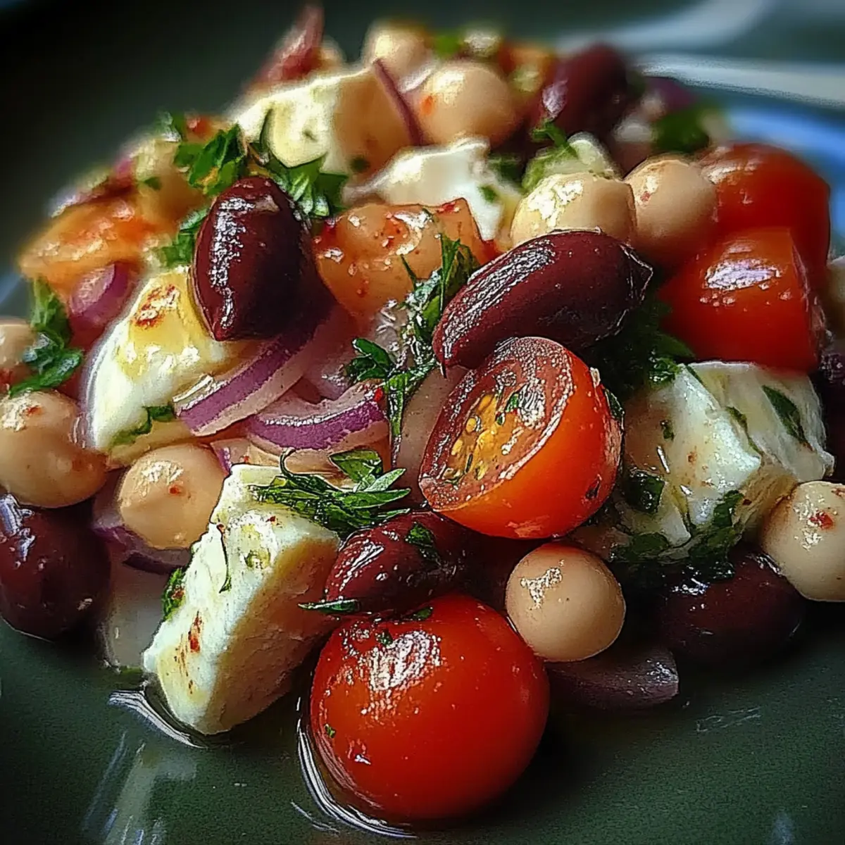 Mediterranean Bean Salad With Feta