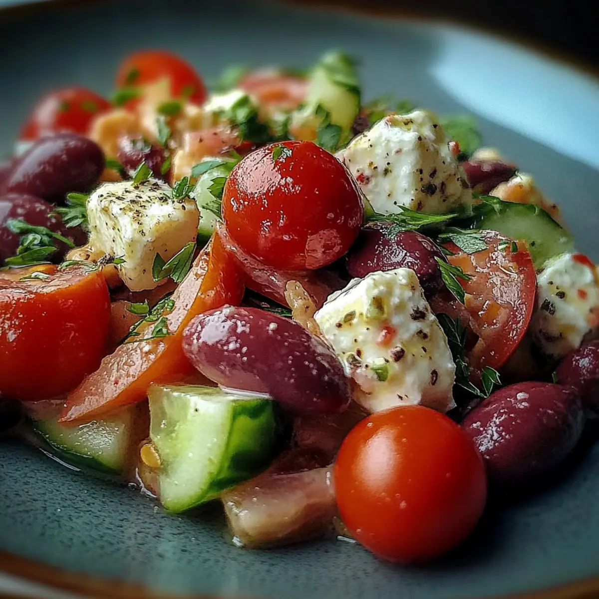 Mediterranean Bean Salad With Feta
