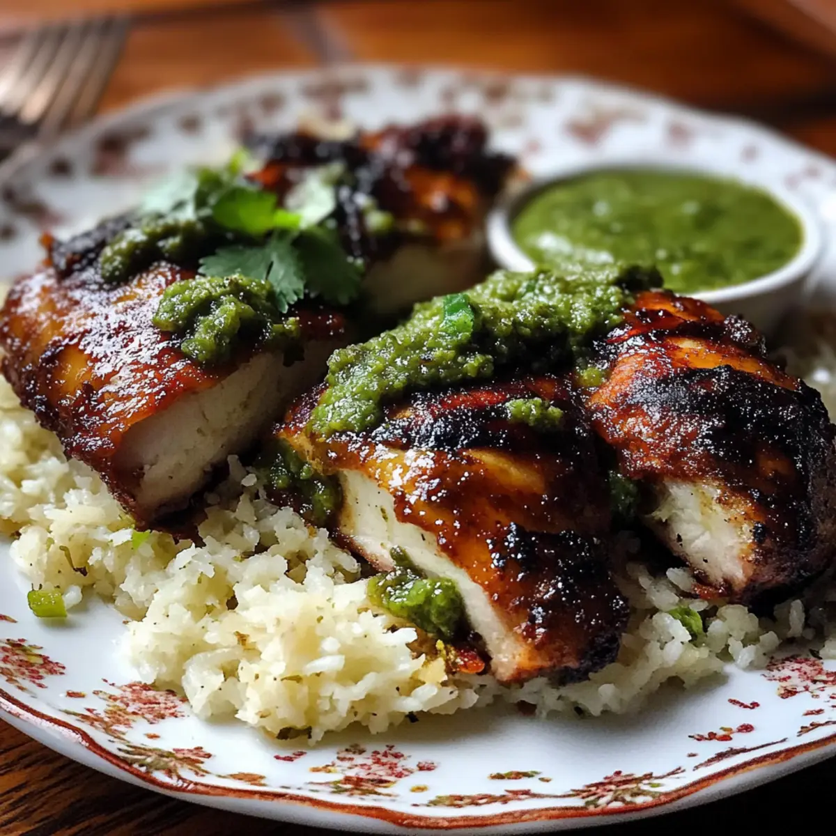 Peruvian Chicken and Rice with Green Sauce
