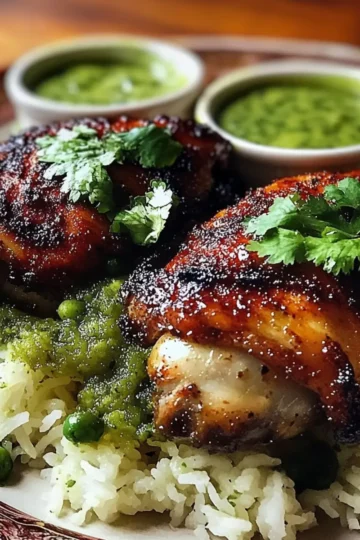 Peruvian Chicken and Rice with Green Sauce