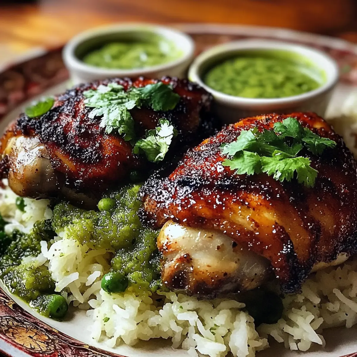 Peruvian Chicken and Rice with Green Sauce