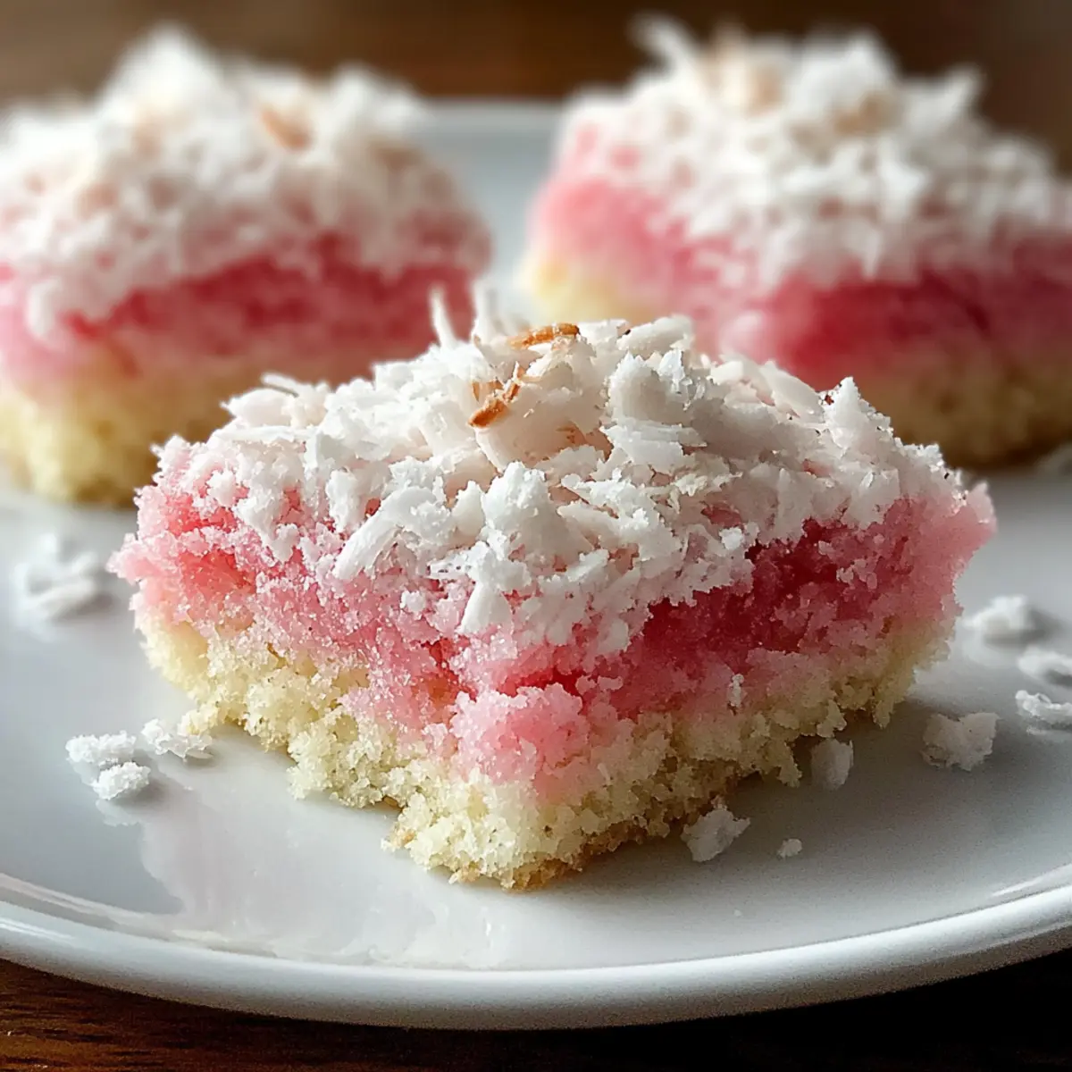 Pink Coconut Snowball Cake Bars