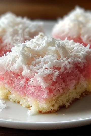 Pink Coconut Snowball Cake Bars