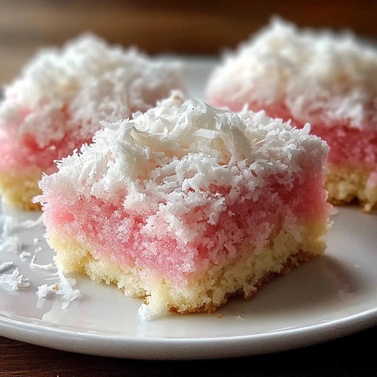 Pink Coconut Snowball Cake Bars