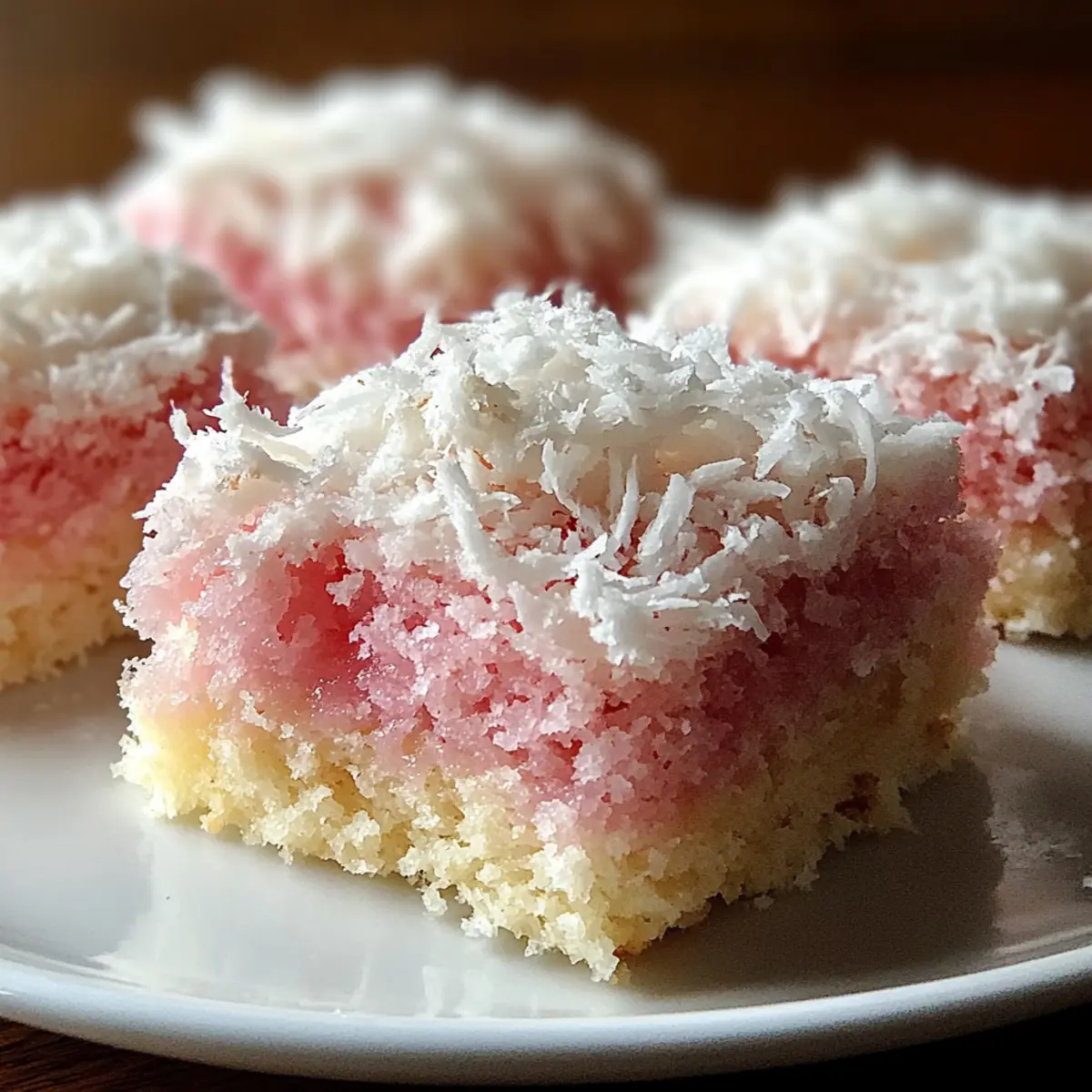 Pink Coconut Snowball Cake Bars