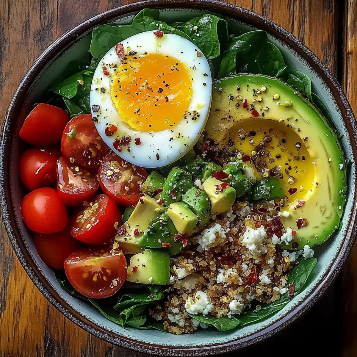 Power Salad Avocado Egg Spinach Fuel Bowl