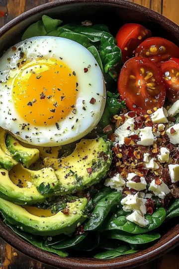 Power Salad Avocado Egg Spinach Fuel Bowl