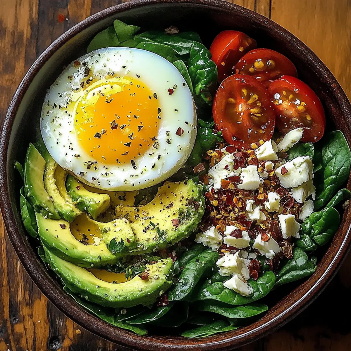 Power Salad Avocado Egg Spinach Fuel Bowl
