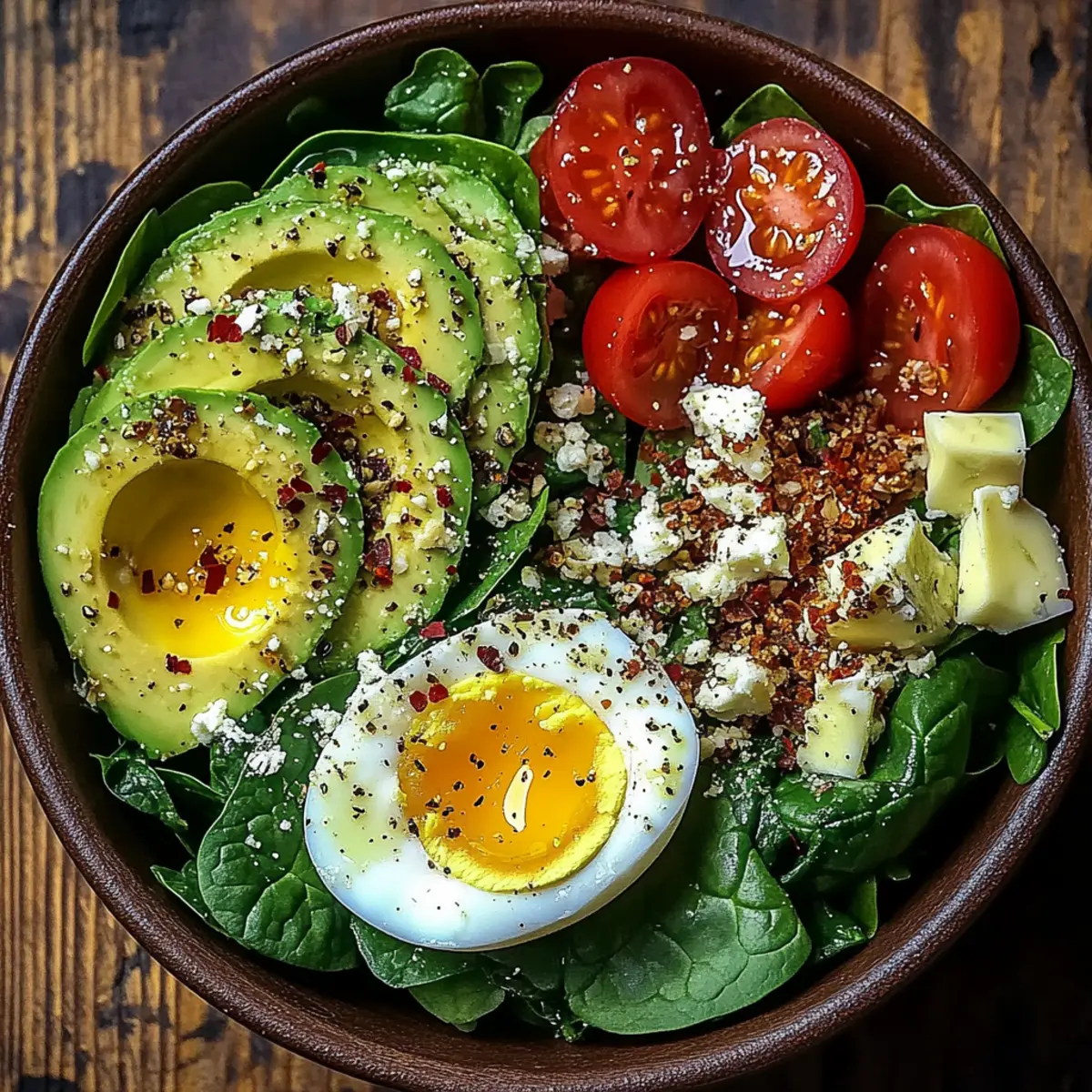 Power Salad Avocado Egg Spinach Fuel Bowl