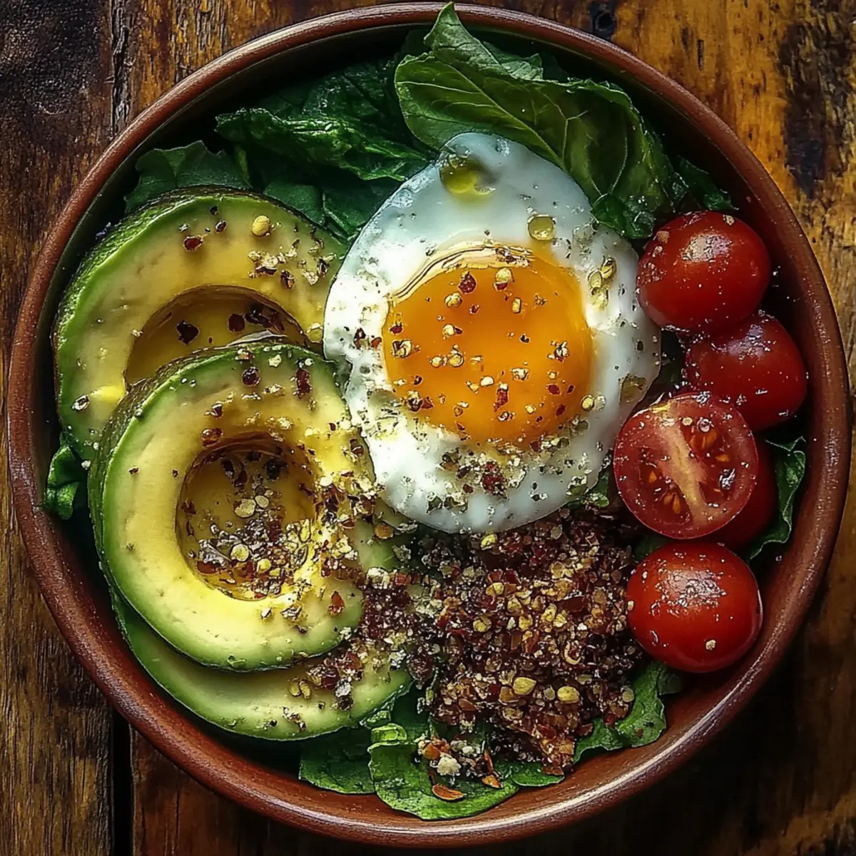 Power Salad Avocado Egg Spinach Fuel Bowl